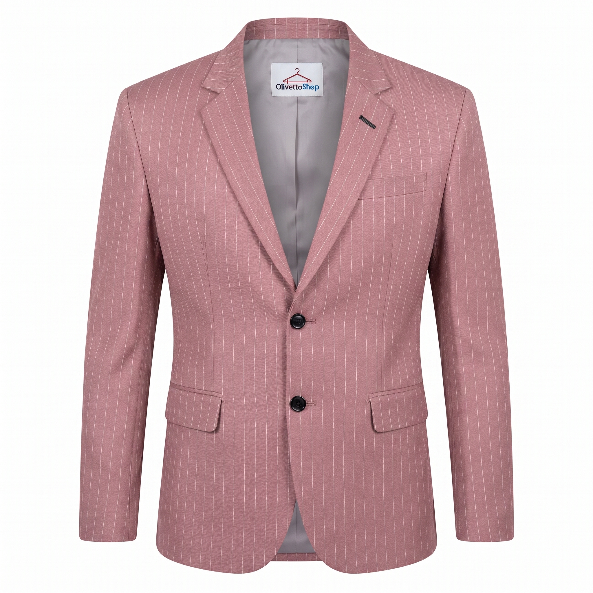 Saco formal de hombre en color rosa viejo con rayas diplomáticas finas - Colección de sacos sport Olivetto Shop