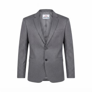 Saco Sport de caballero color gris claro con diseño cerrado, forro interno liso al tono