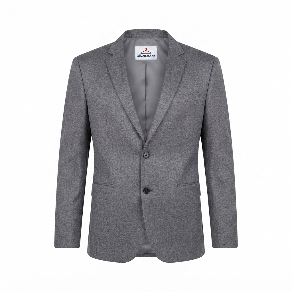 Saco Sport de caballero color gris claro con diseño cerrado, forro interno liso al tono